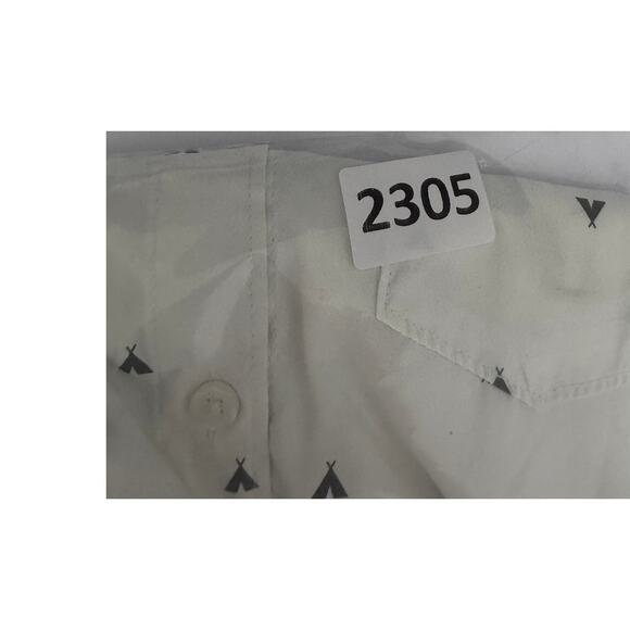 Eddie Bauer White TeePee Medium Button Front Short Sleeve Shirt Poly Nylon - Picture 8 of 8